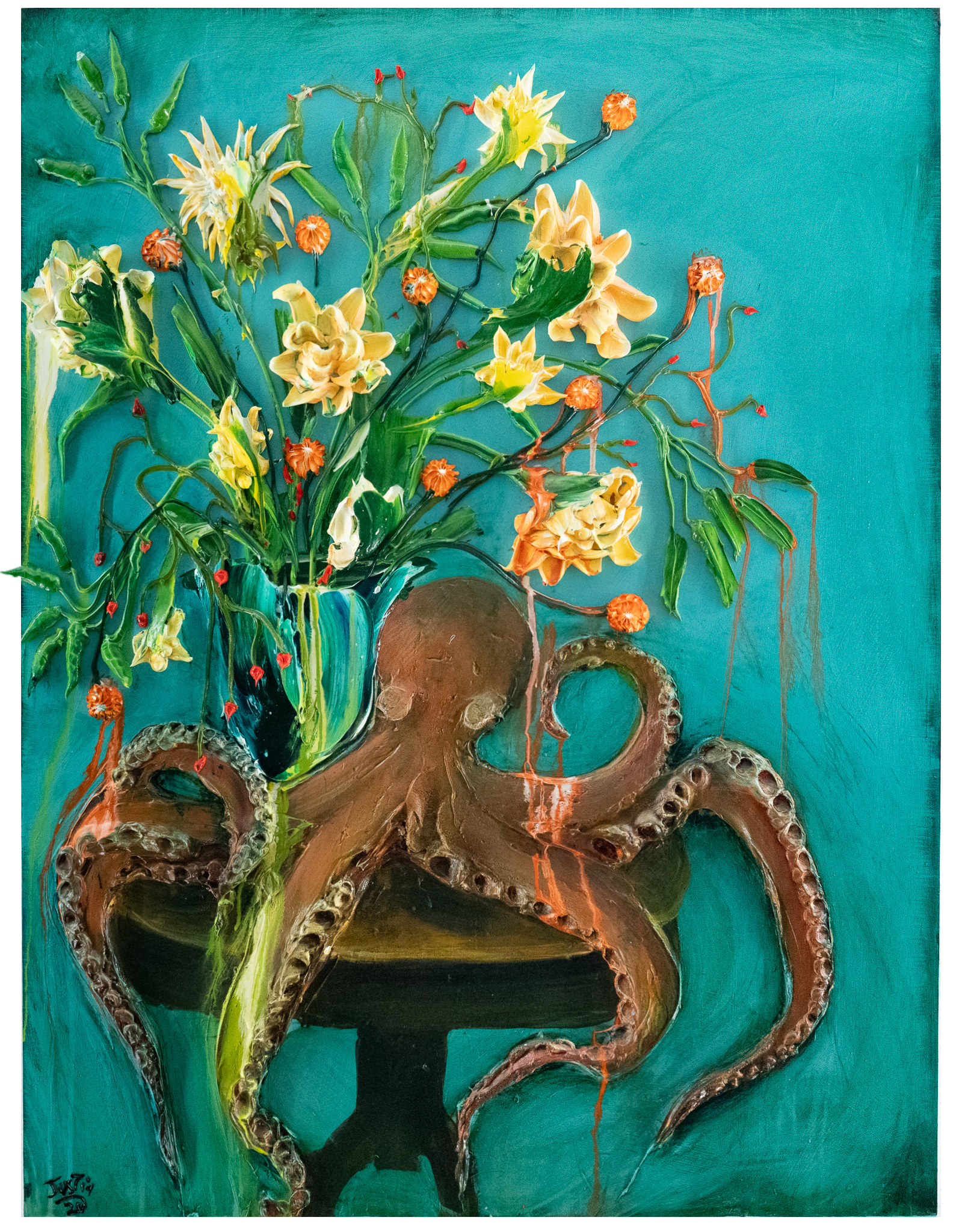 Still Life Ikebana Octopus, 36x48 – Justin Gaffrey