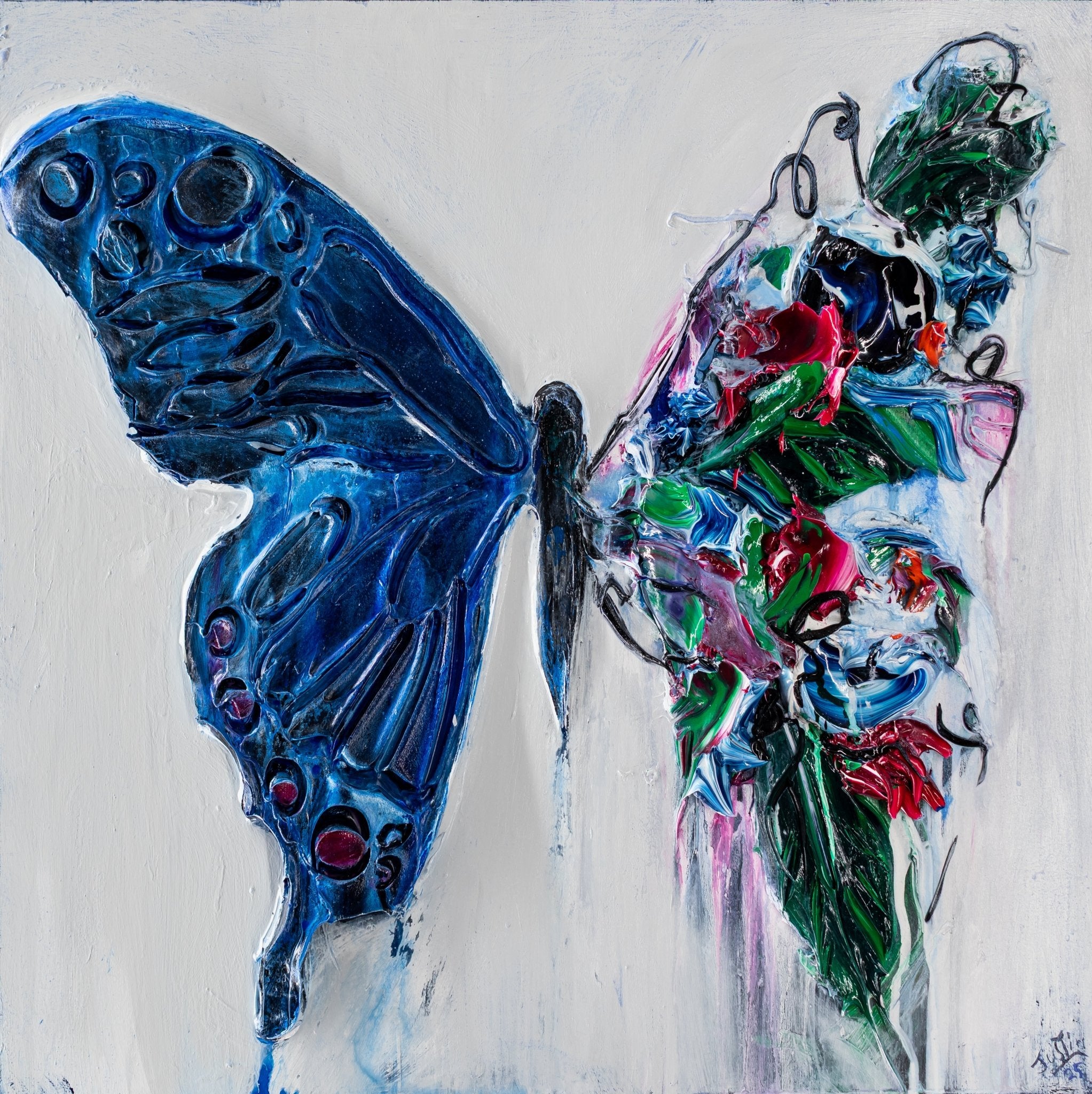 Blue Abstract Butterfly, 36x36 – Justin Gaffrey