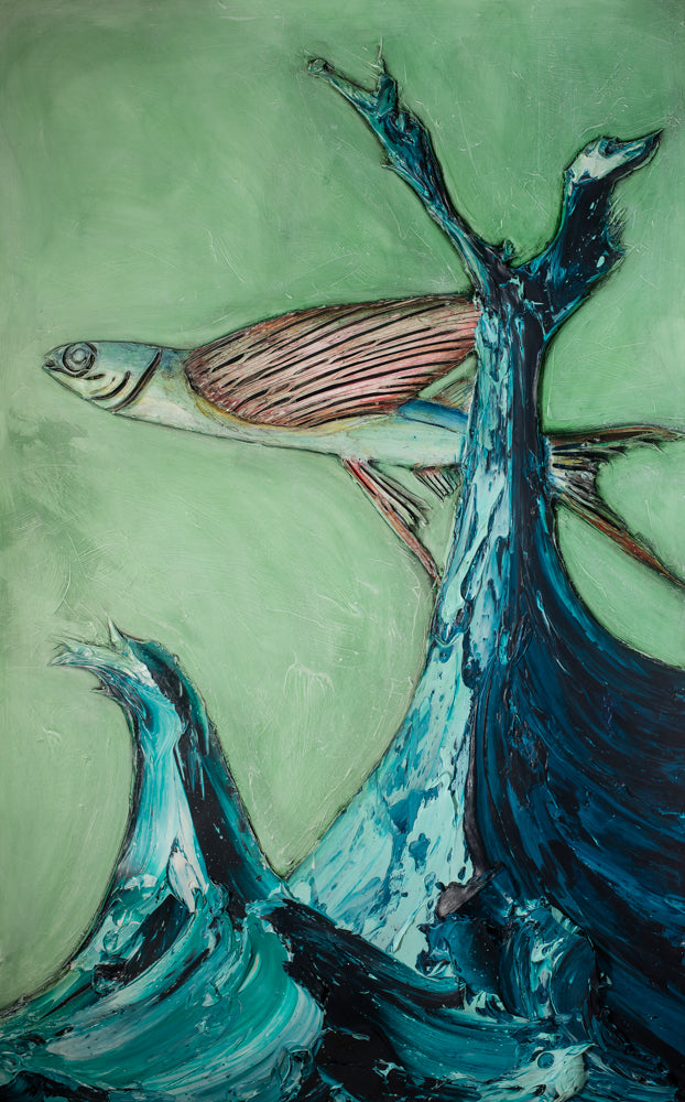 Flying Fish and Wave, 60x96