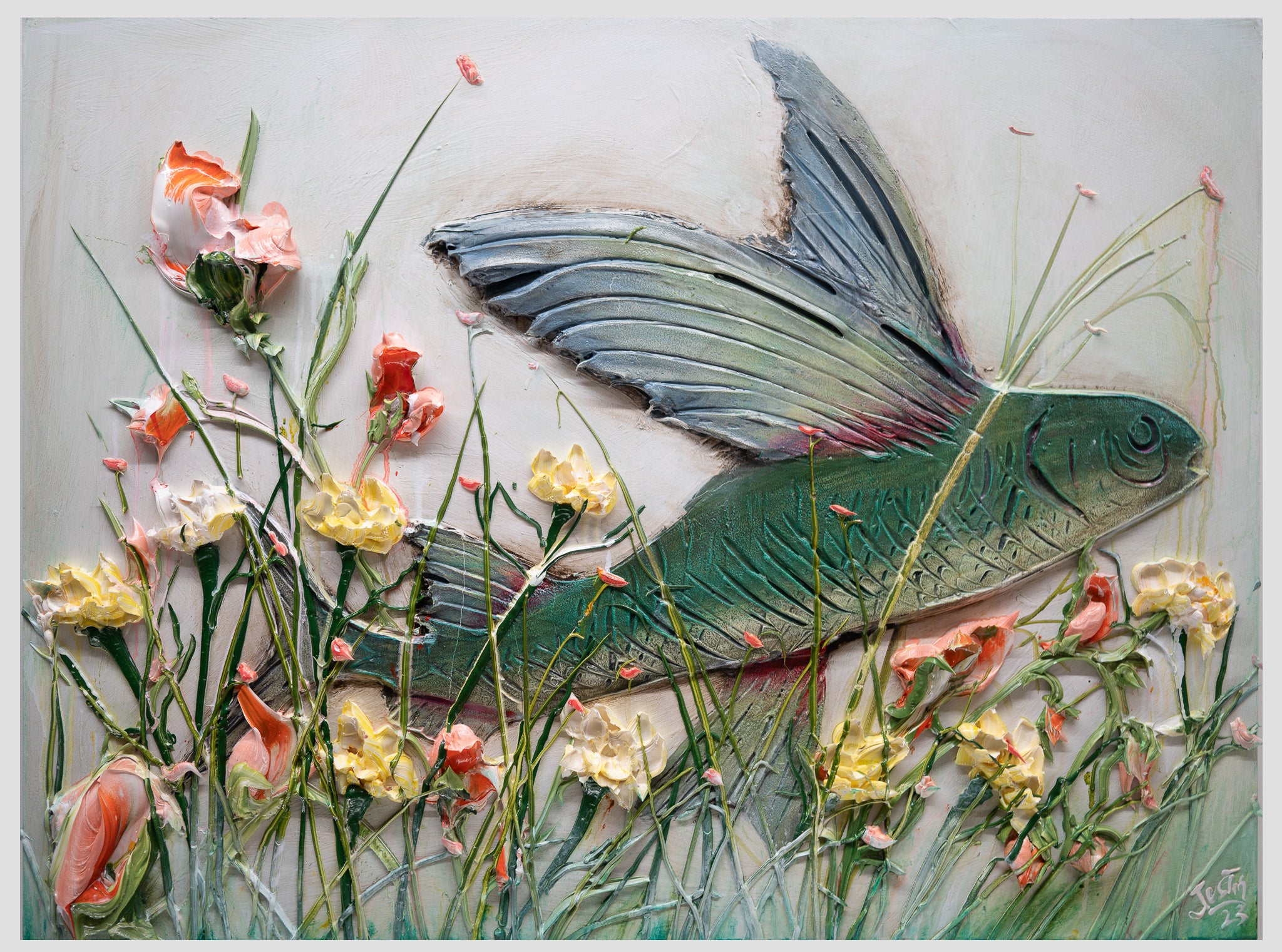 Ikebana Flying Fish, 40x30