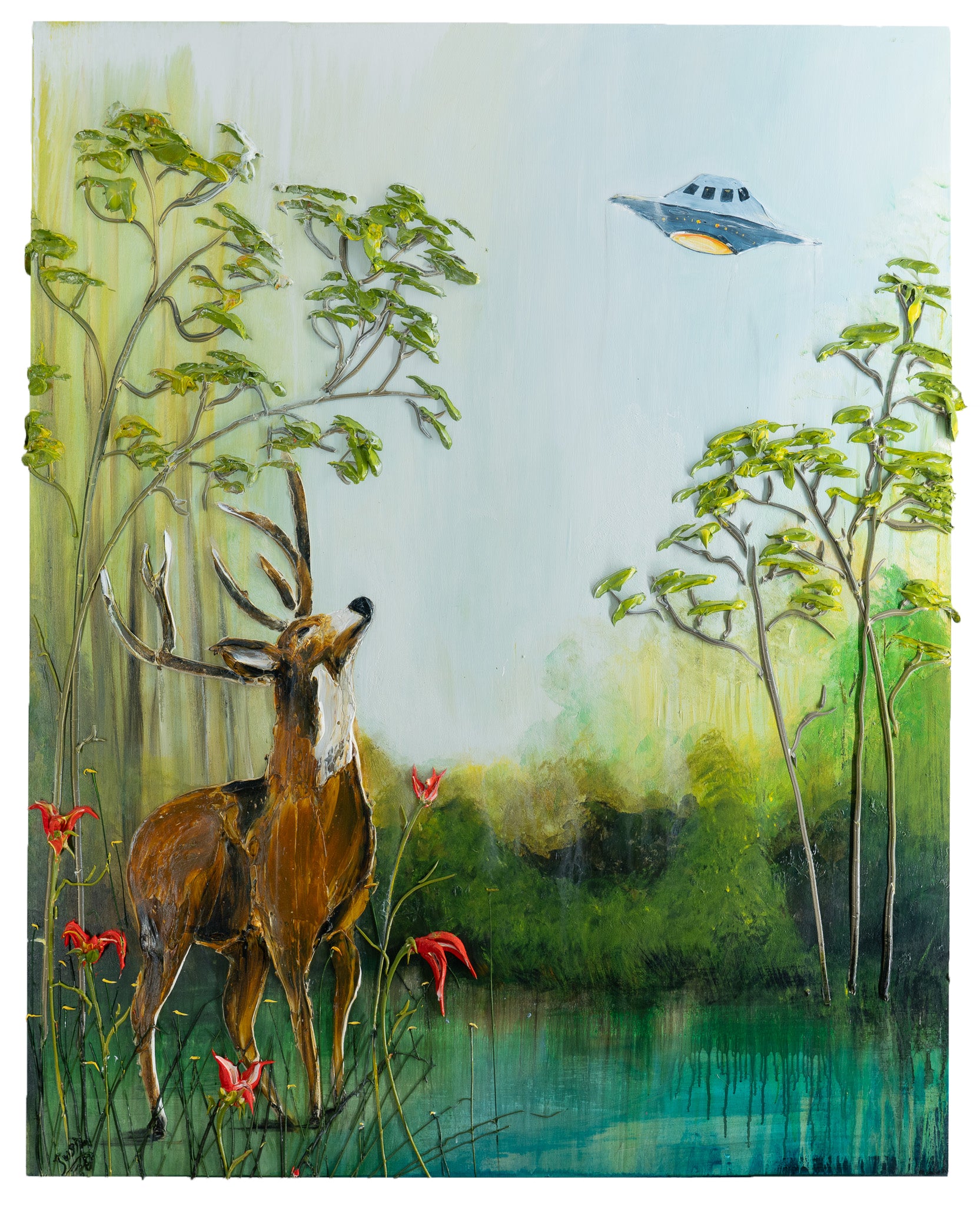 Stag Sees A UFO, 48x60