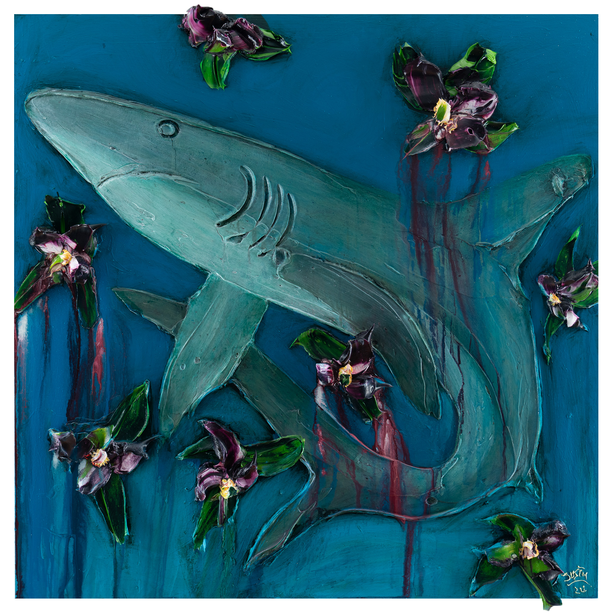 Ikebana Shark, 36x36