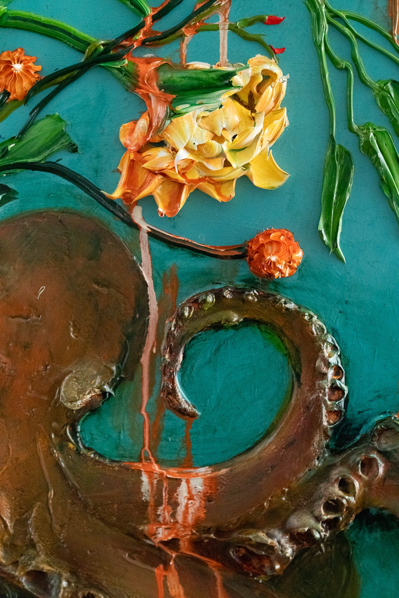 hirokoponシーグラスアートno③ Still Life Ikebana Octopus, 36x48 – Justin Gaffrey
