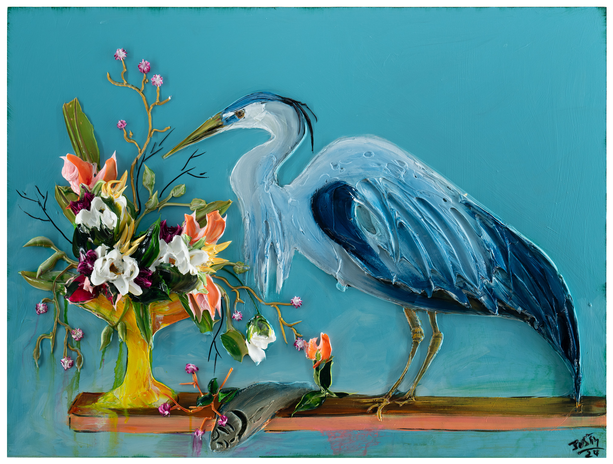 Heron and Vase, 40x30