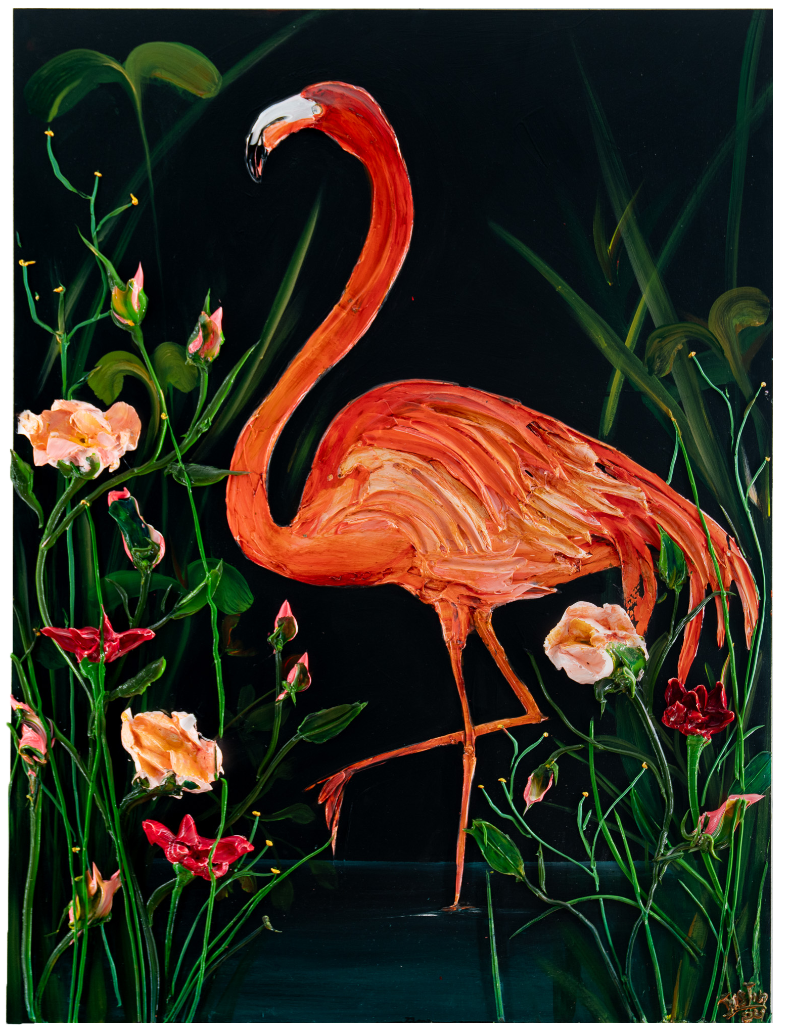 Midnight Flamingo, 36x48