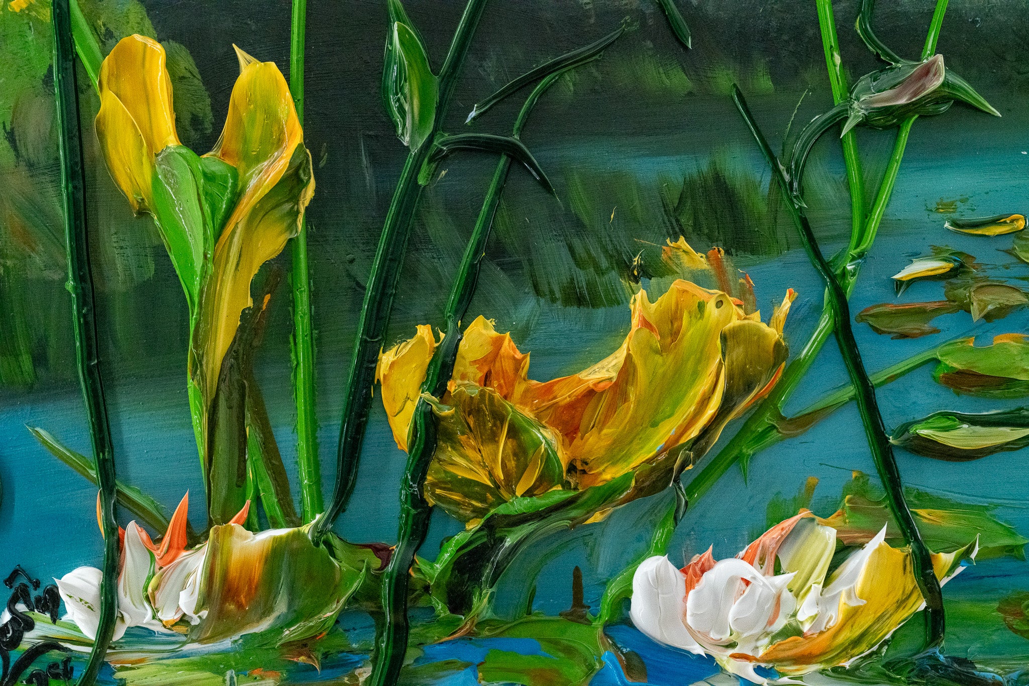 Heron Among Lotus, 40x30