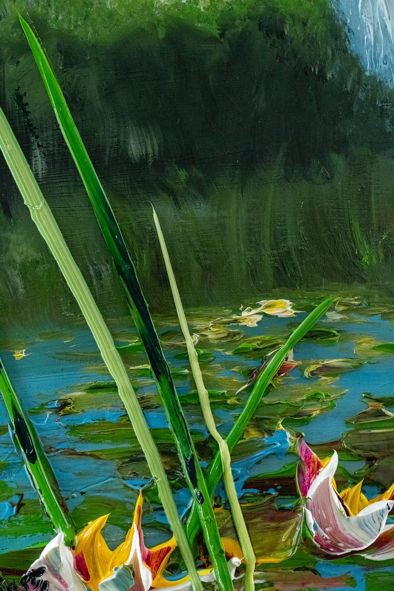 Heron and Water Lilies, 36x36