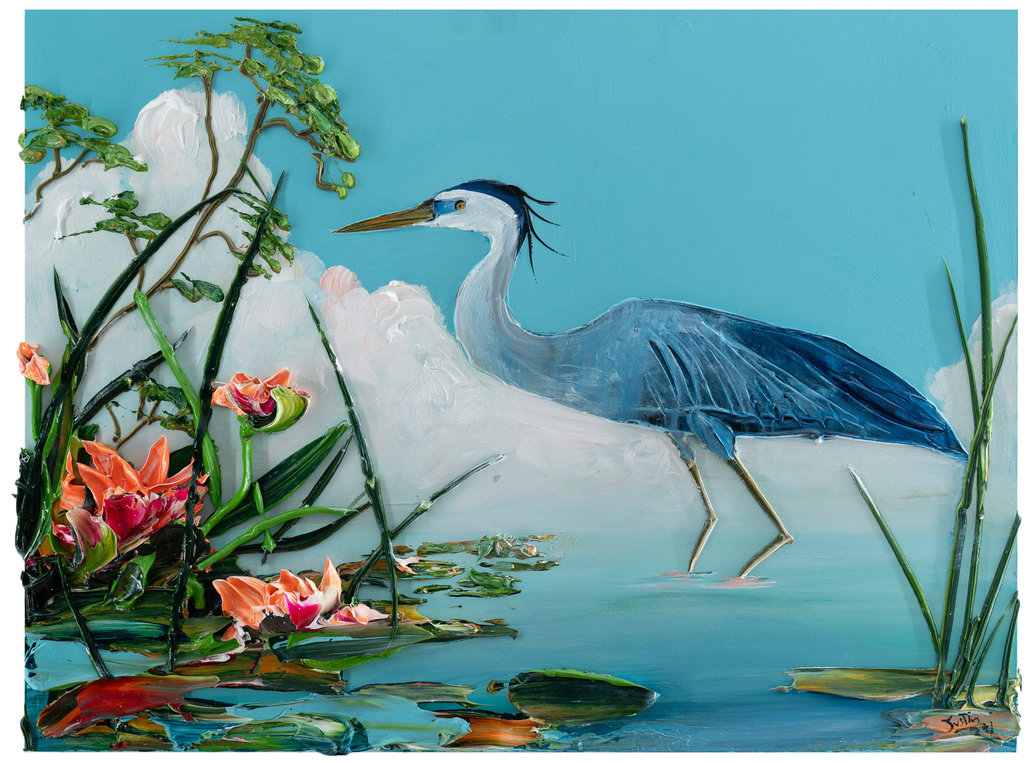 Wading Heron, 40x30