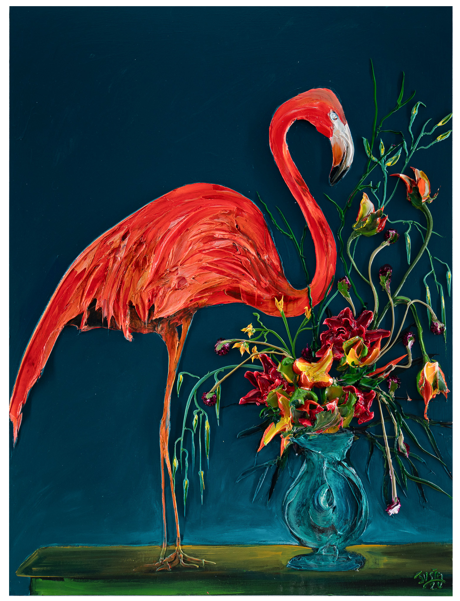 Flamingo and Vase, 36x48