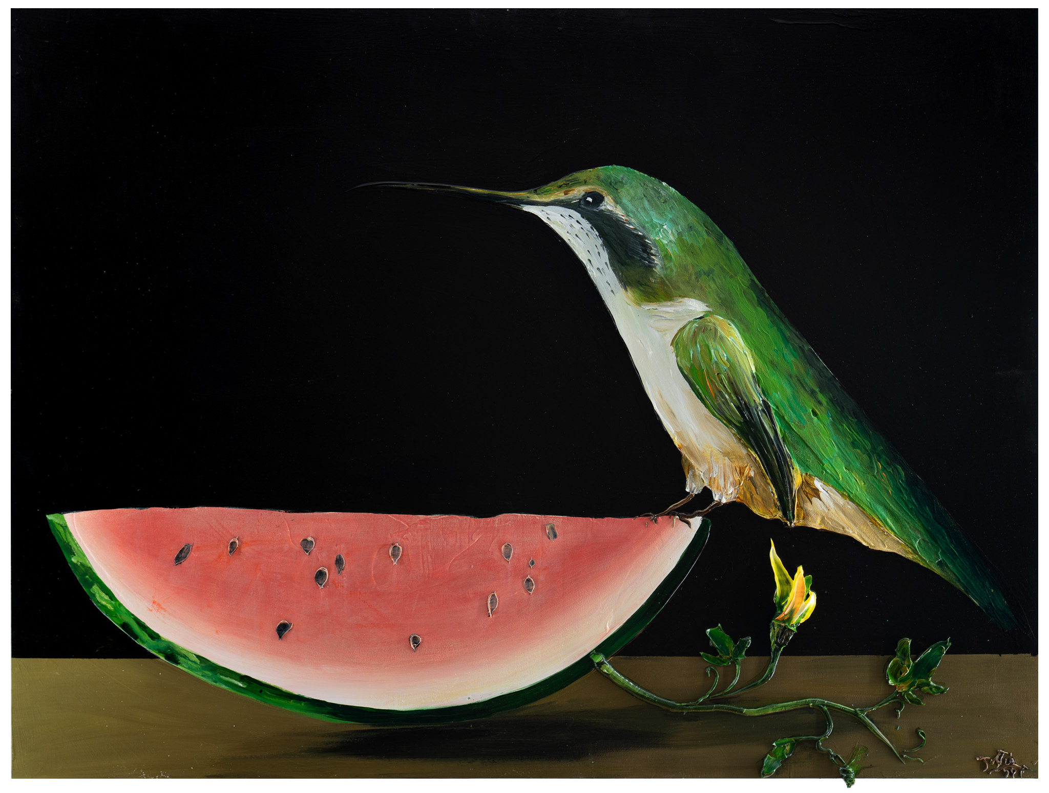 Hummingbird and Watermelon, 48x36