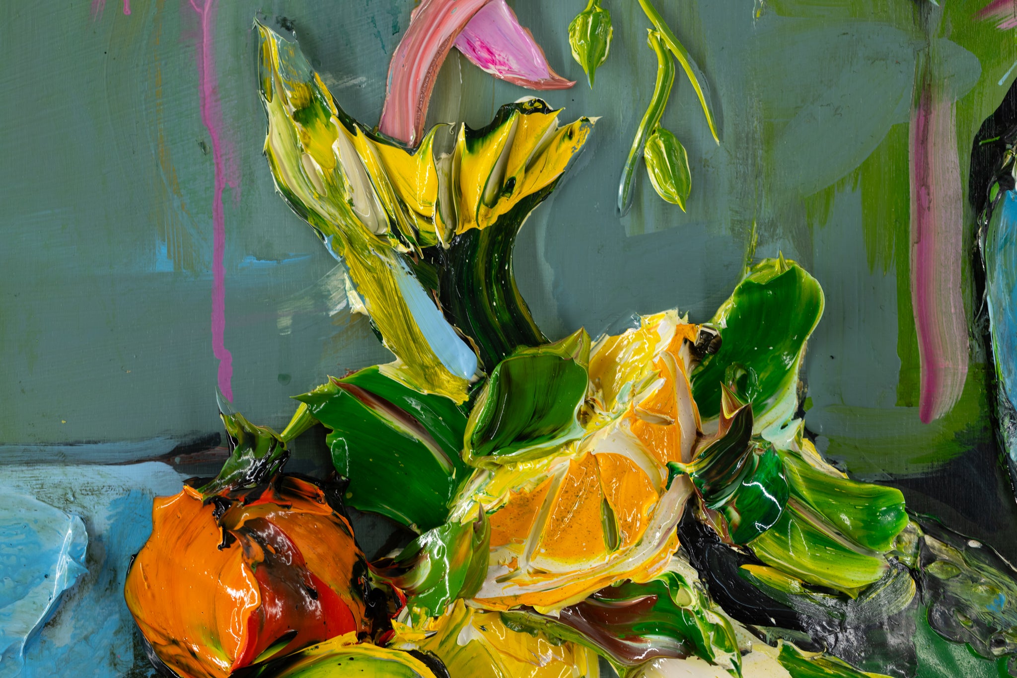 Fish with Floral Vase Still Life 36x36