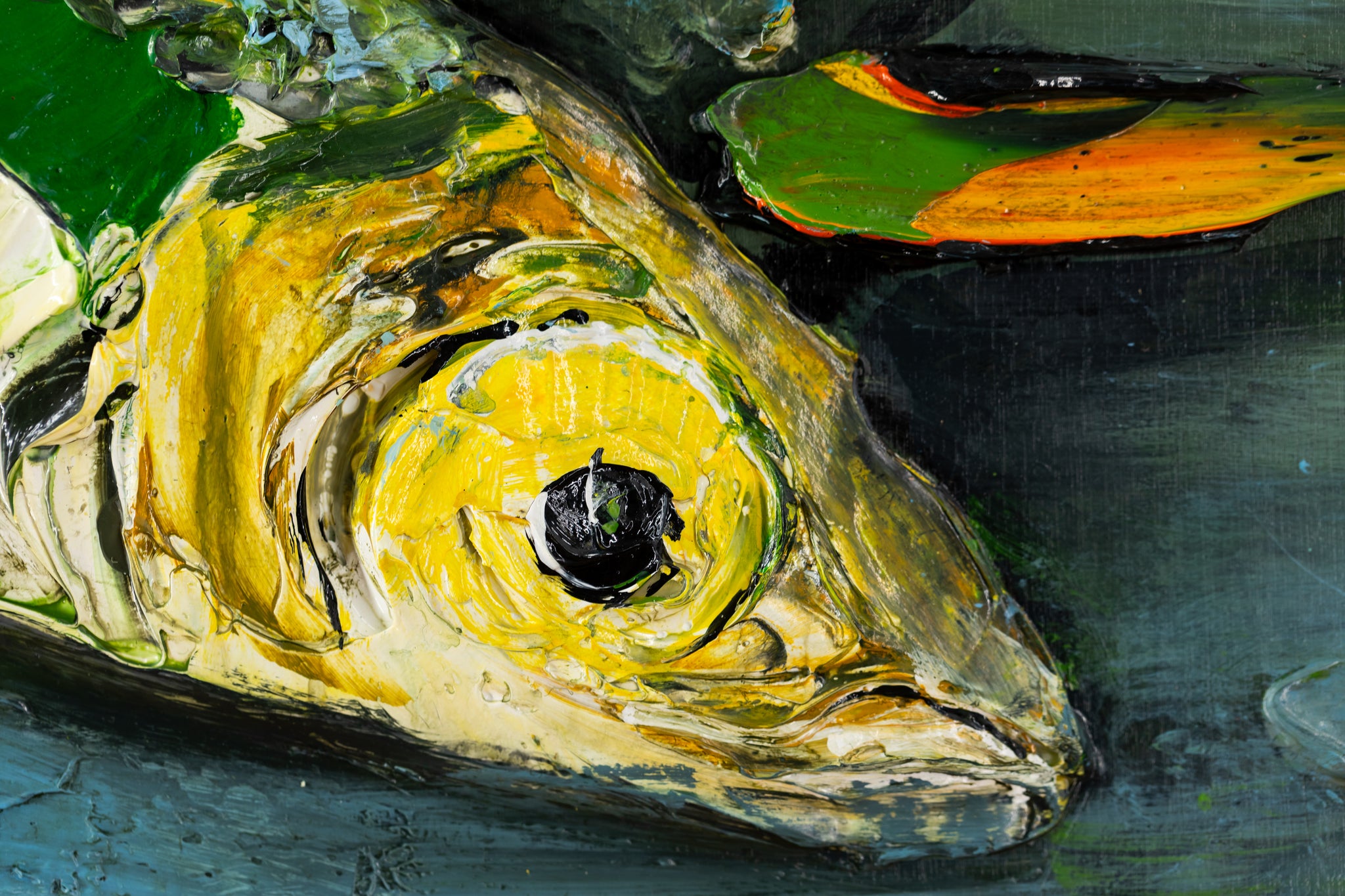 Fish with Floral Vase Still Life 36x36
