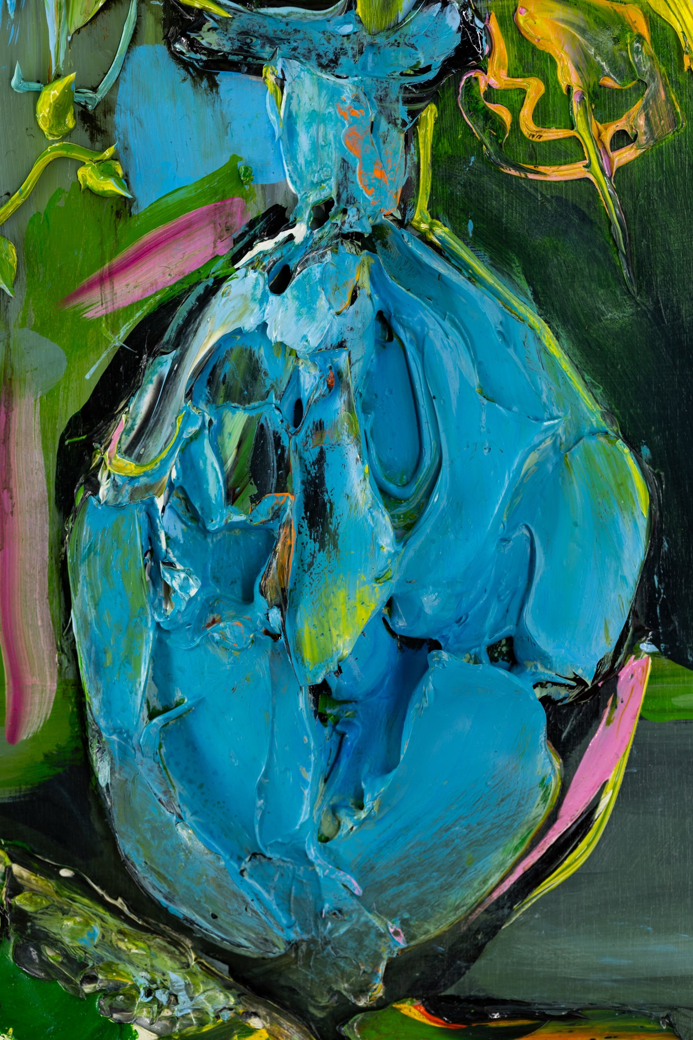Fish with Floral Vase Still Life 36x36