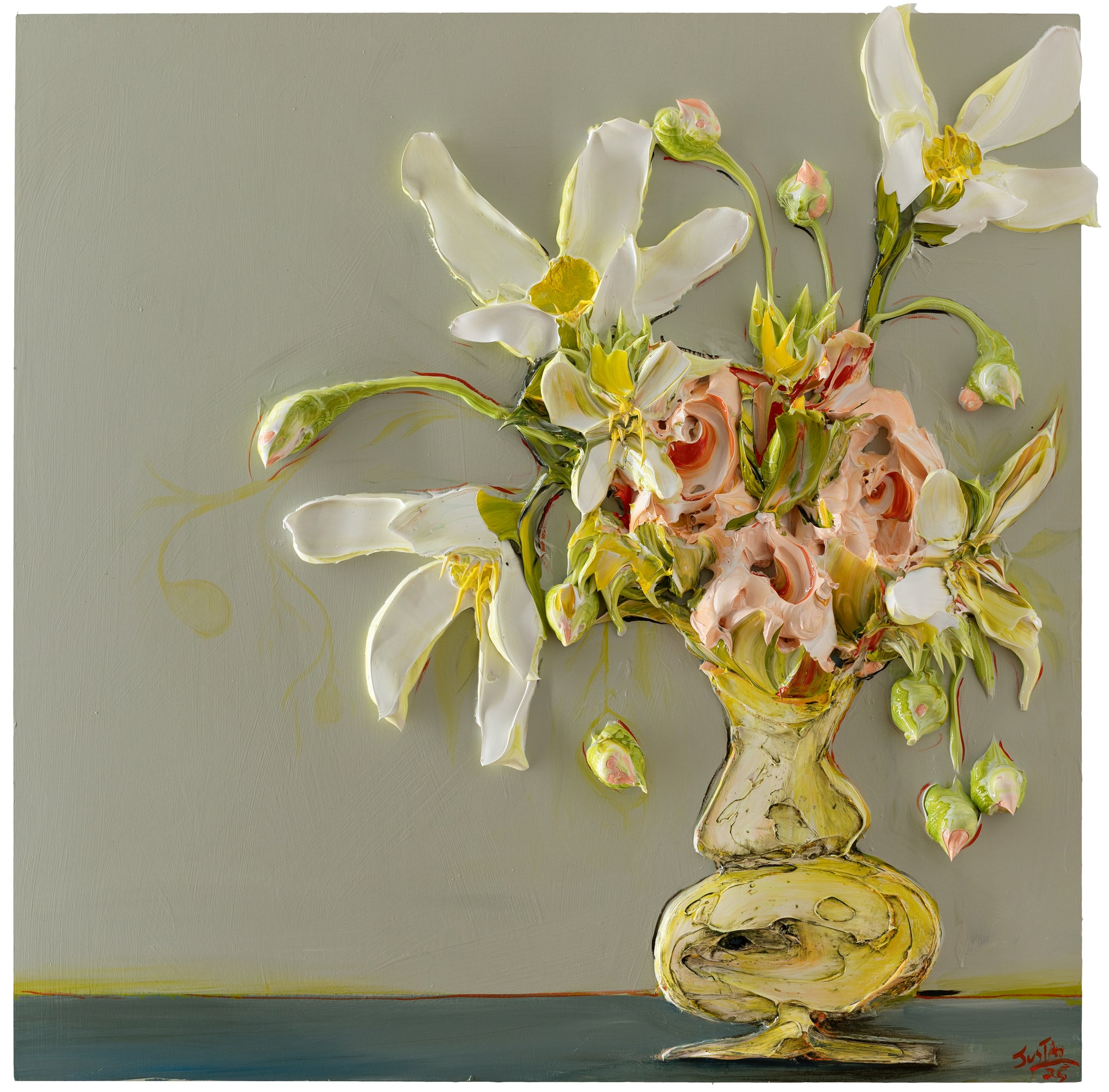 DCWAF - PWMC DINNER - LIVE AUCTION - Golden Hour Floral Vase Still Life 36x36