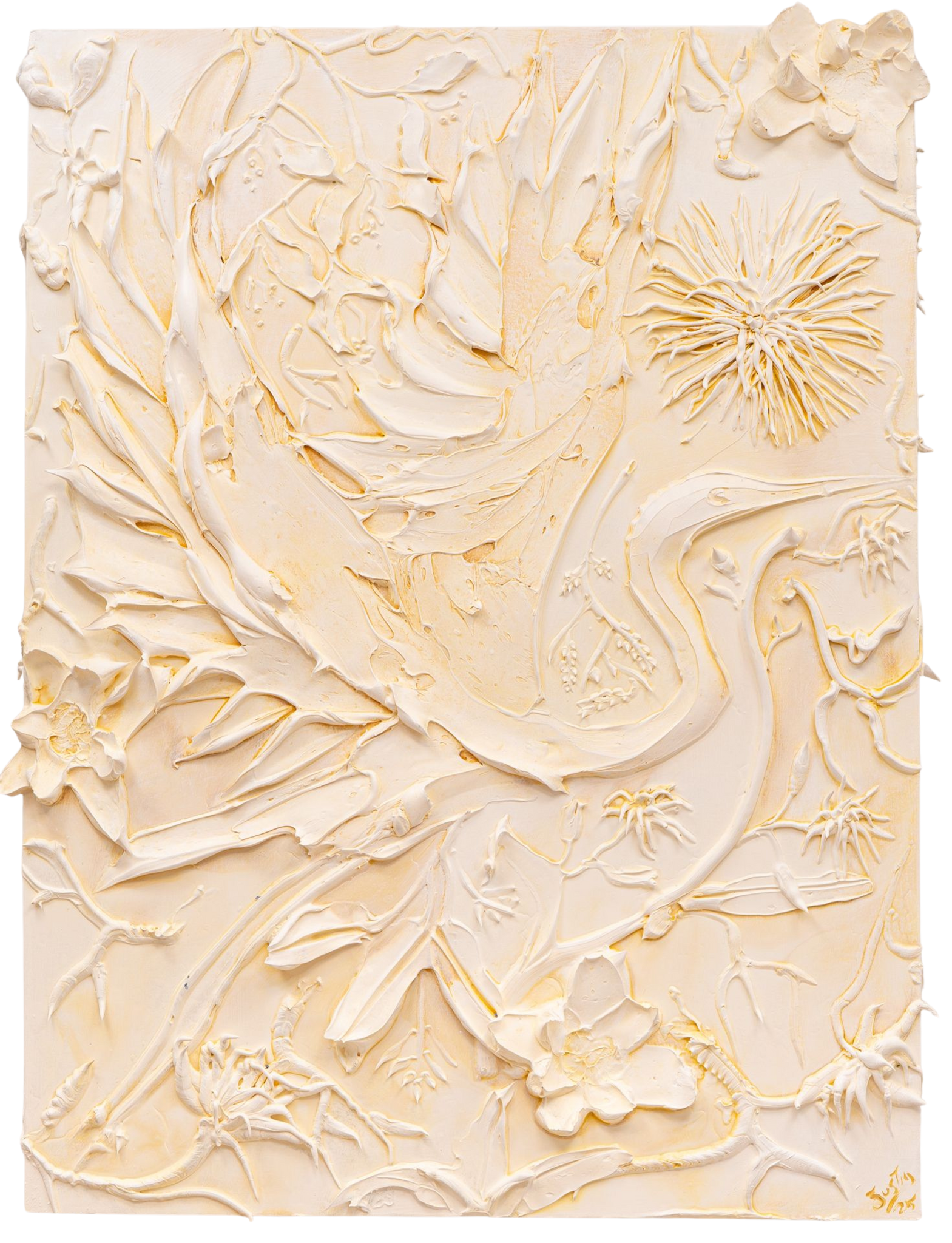 MONO HERON IN FLOWERS 30x40