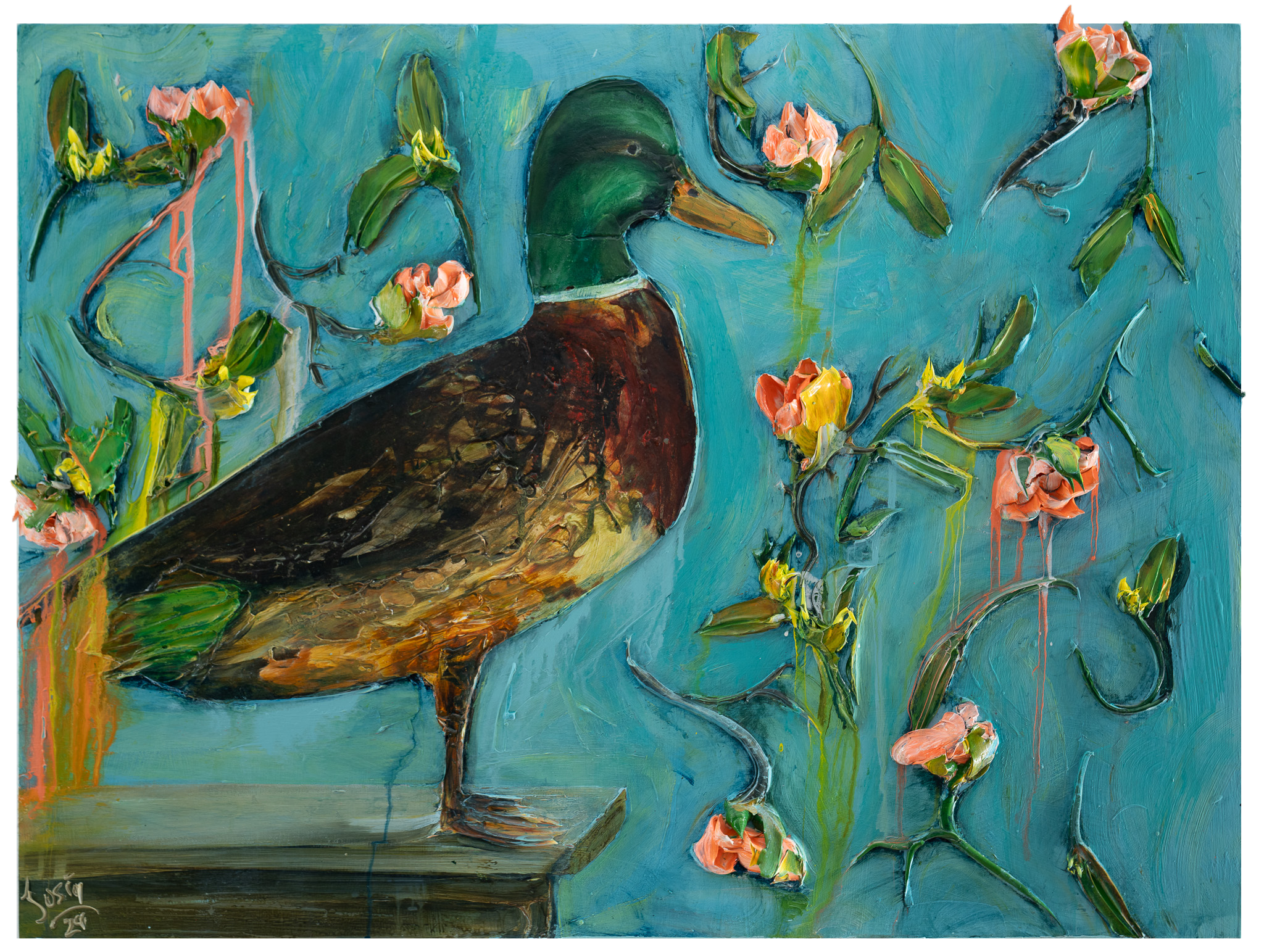 Mallard and Gardenias, 40x30