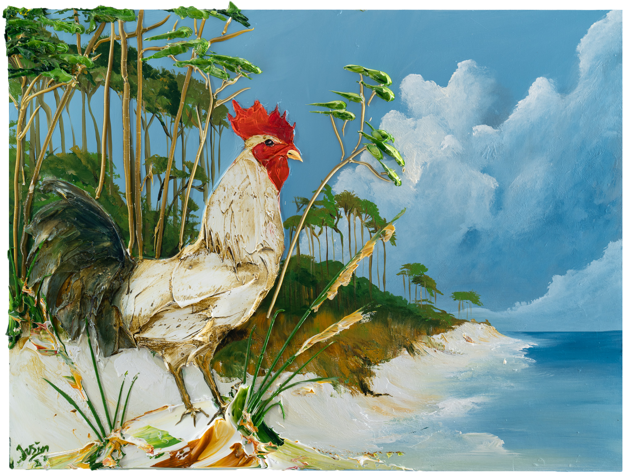 Pondering Rooster, 40x30