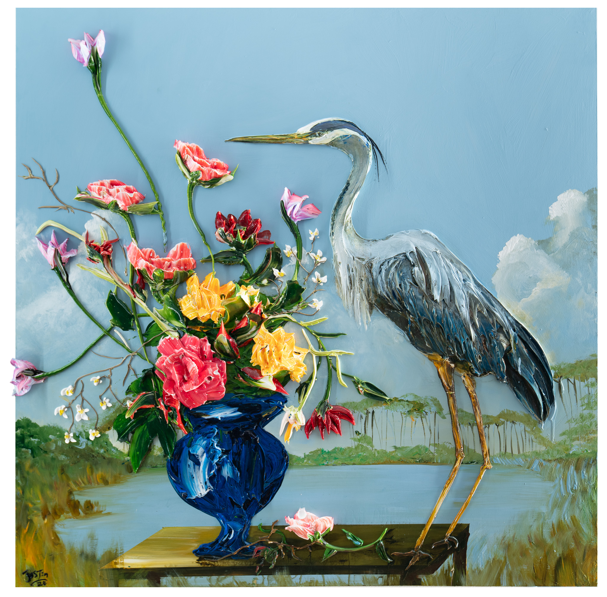 Heron and Vase, 48x48