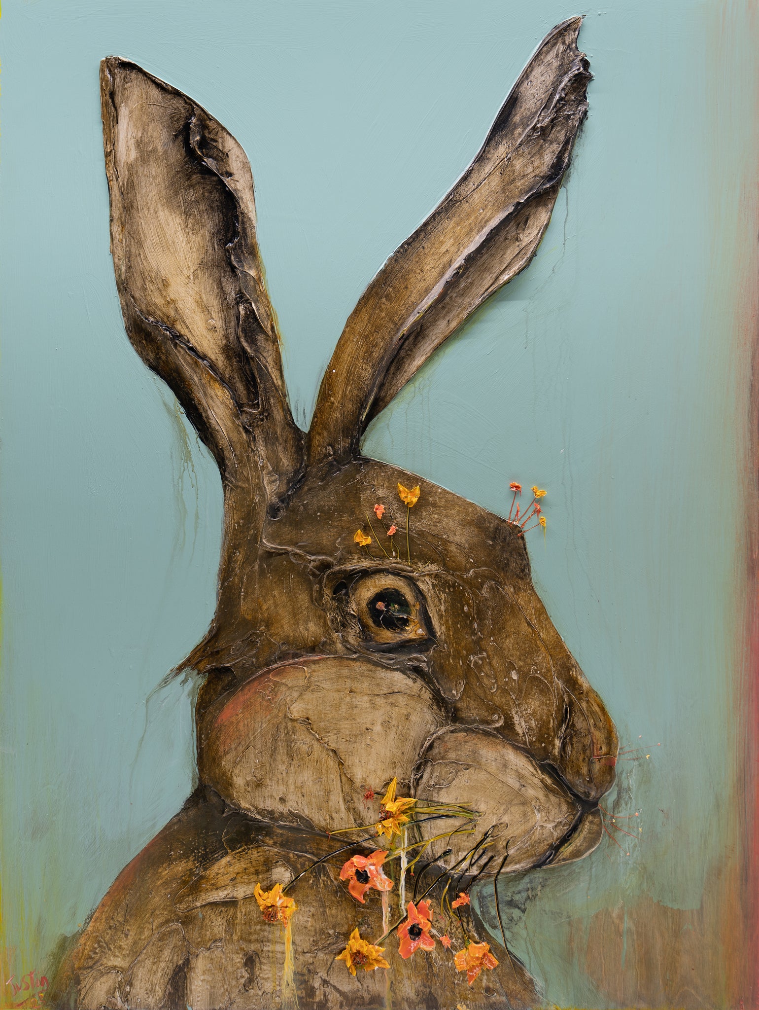 Ikebana Micawberish Hare with Spring Whiskers, 42x56
