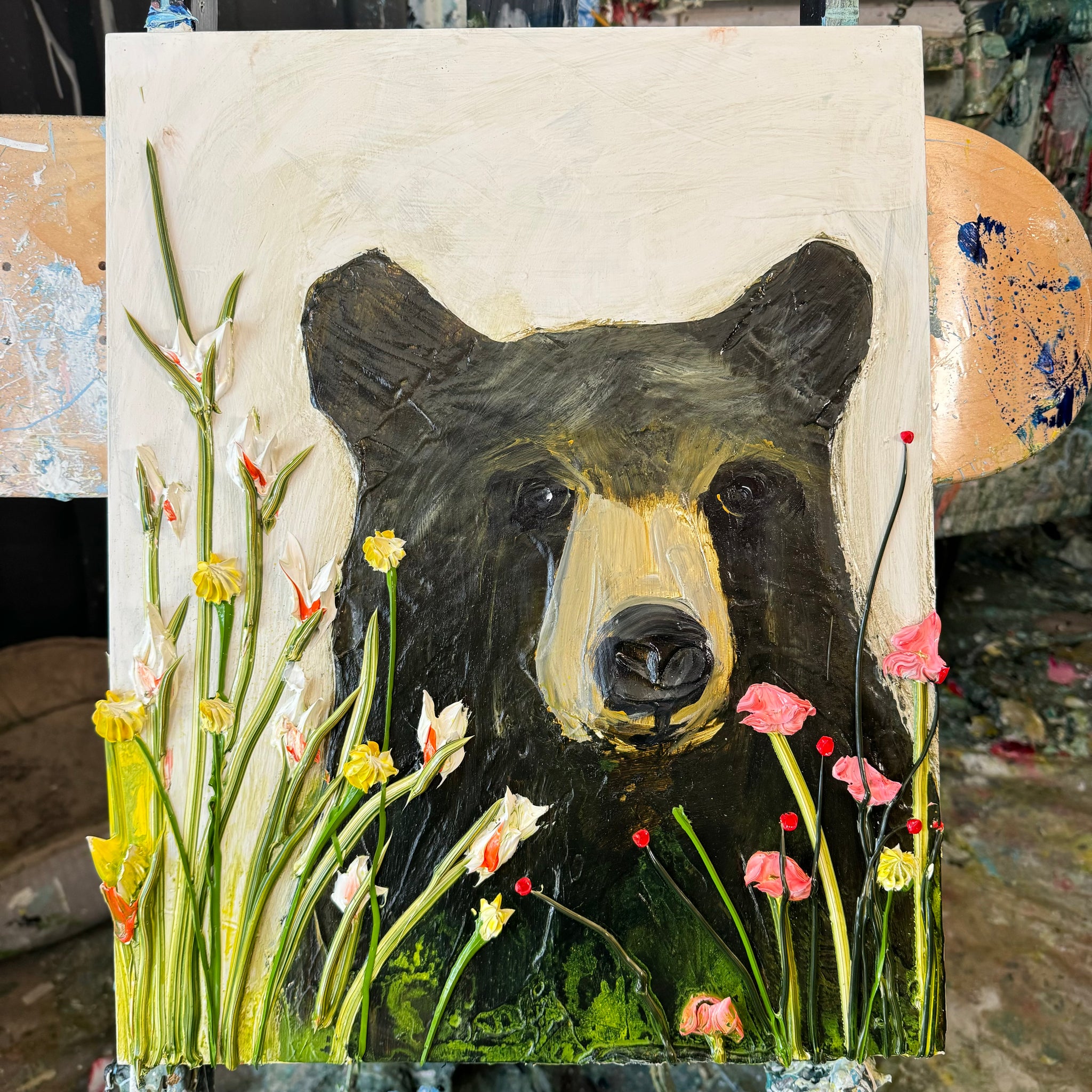 Bear in Flowers 02, 16x20