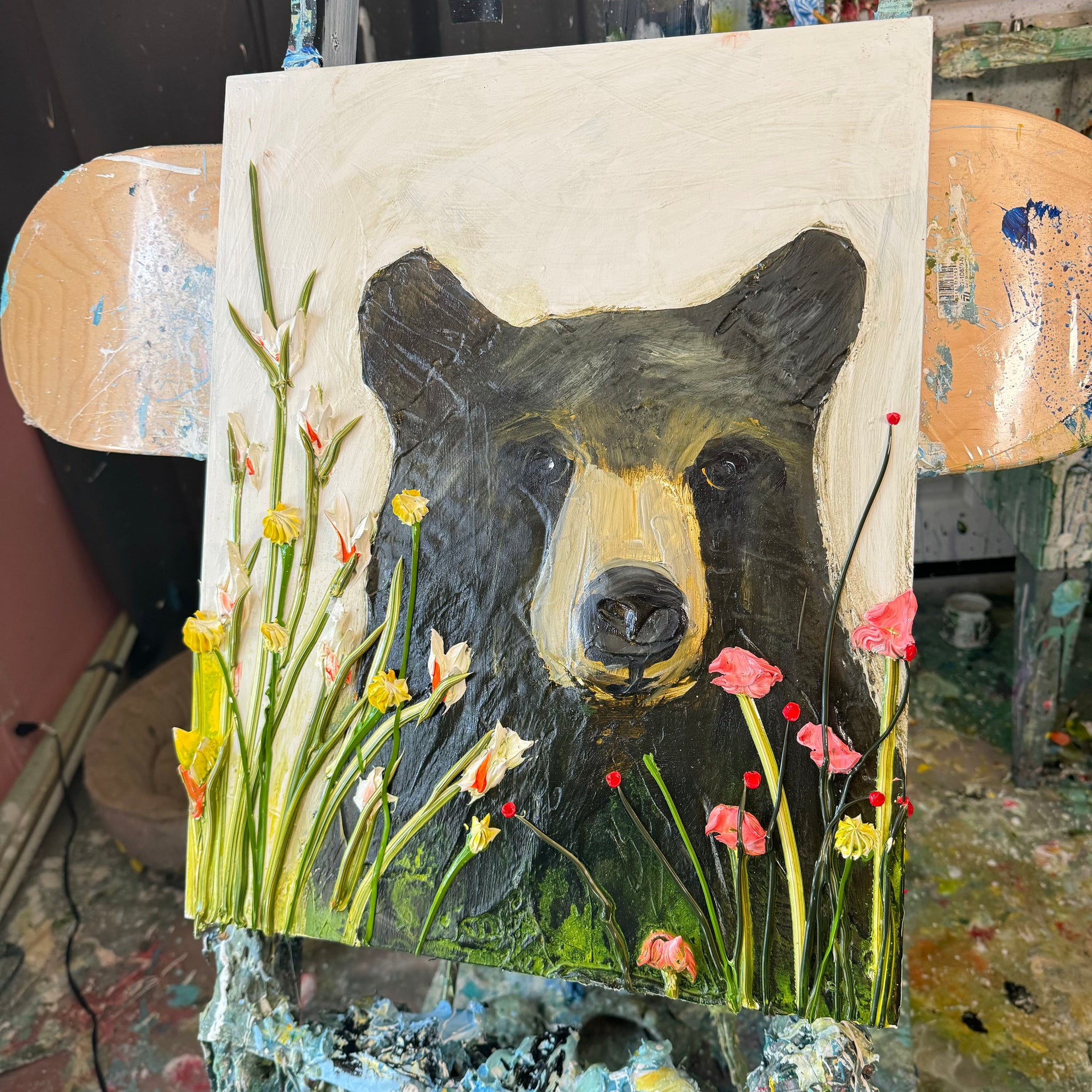 Bear in Flowers 02, 16x20