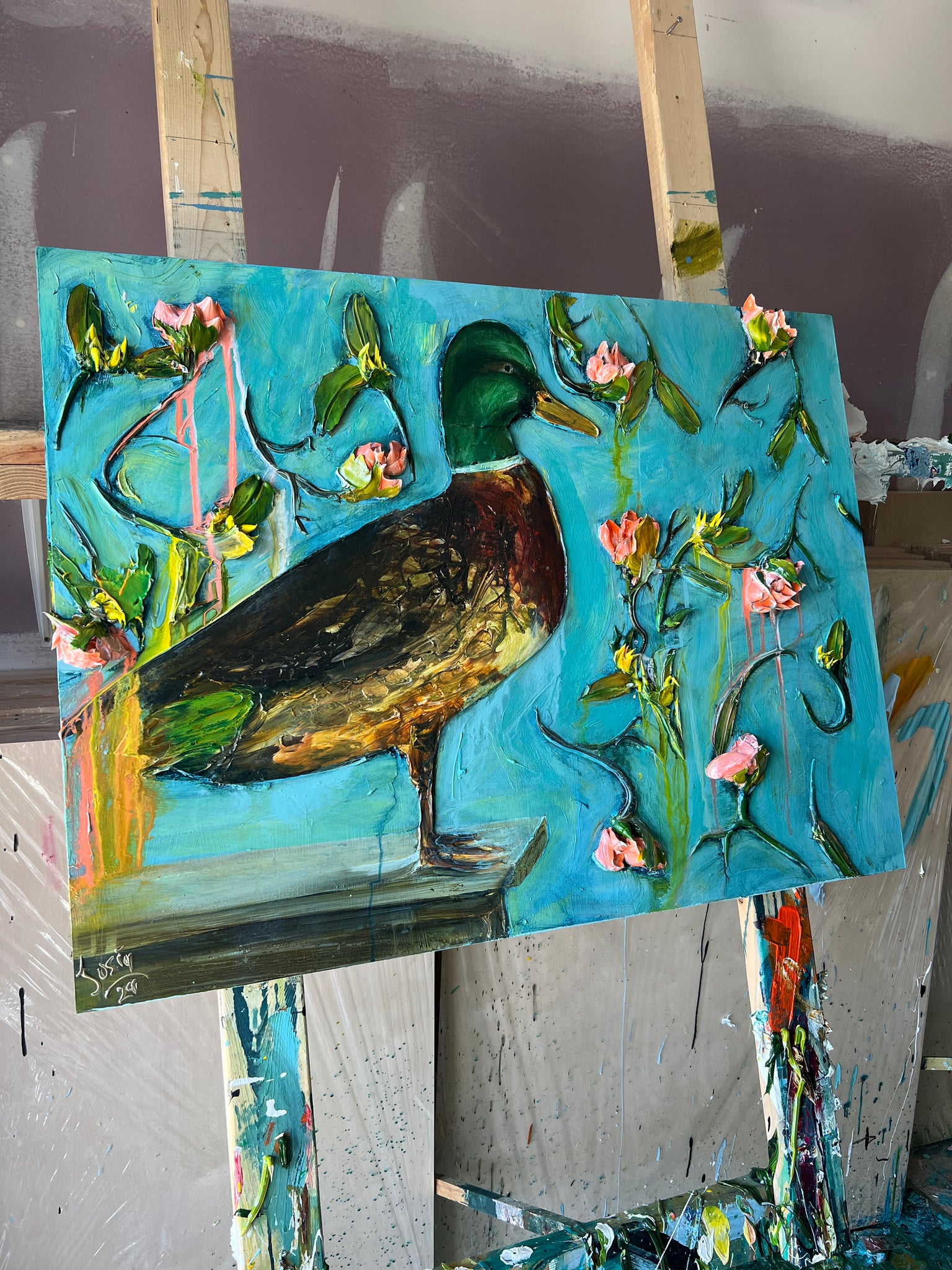 Mallard and Gardenias, 40x30