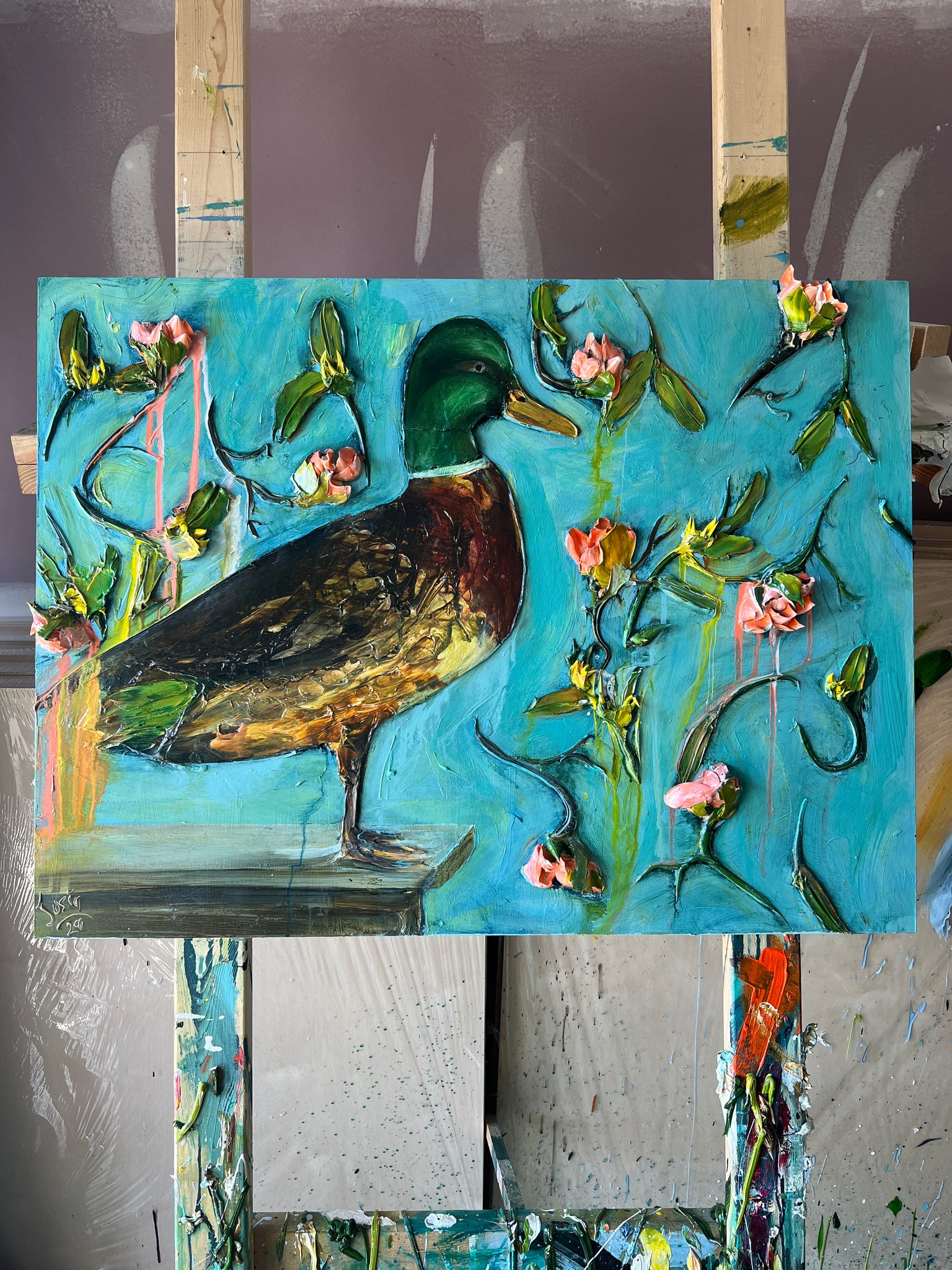 Mallard and Gardenias, 40x30