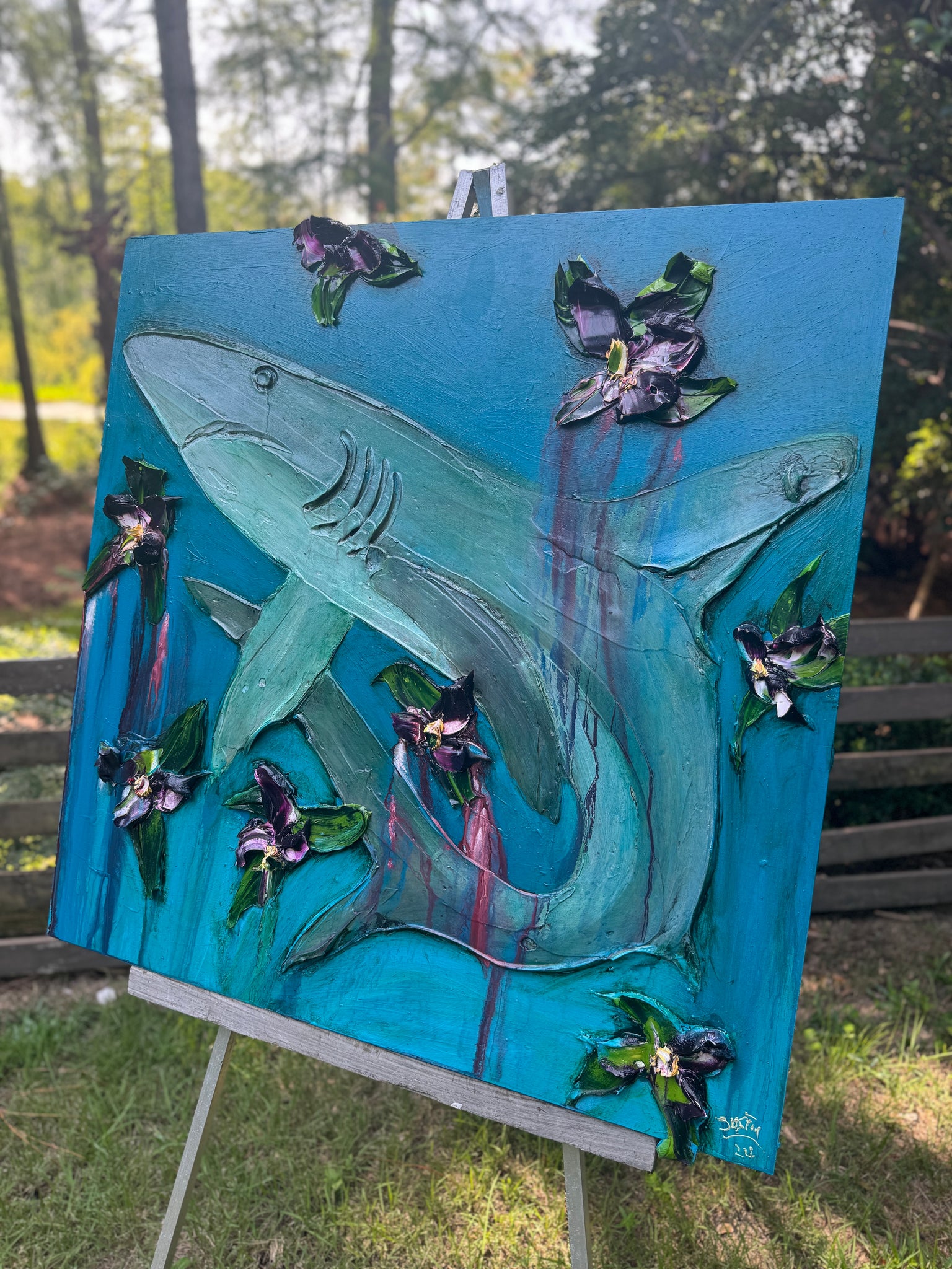 Ikebana Shark, 36x36