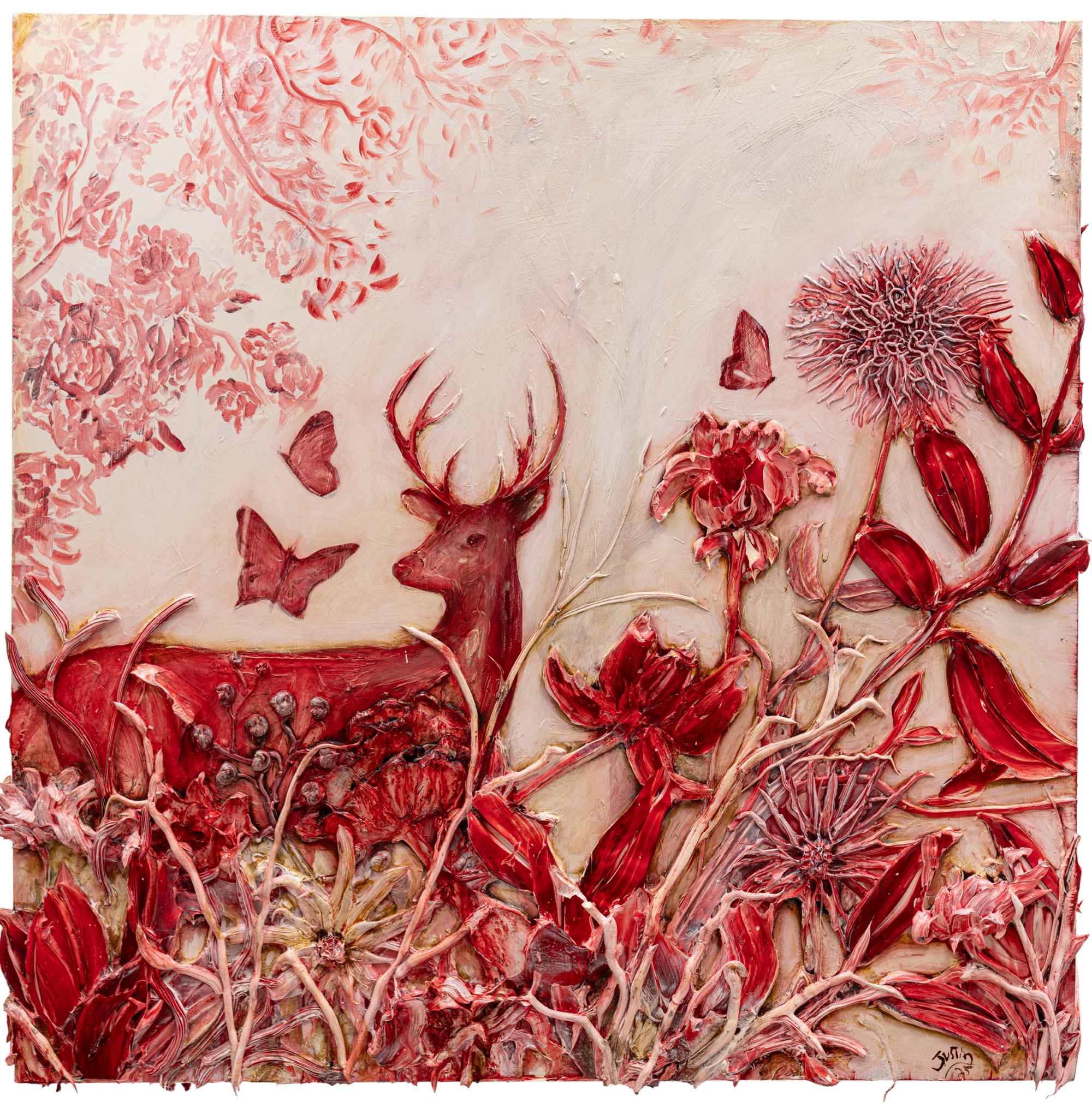Liminal 13 / DEER IN RED / 48x48