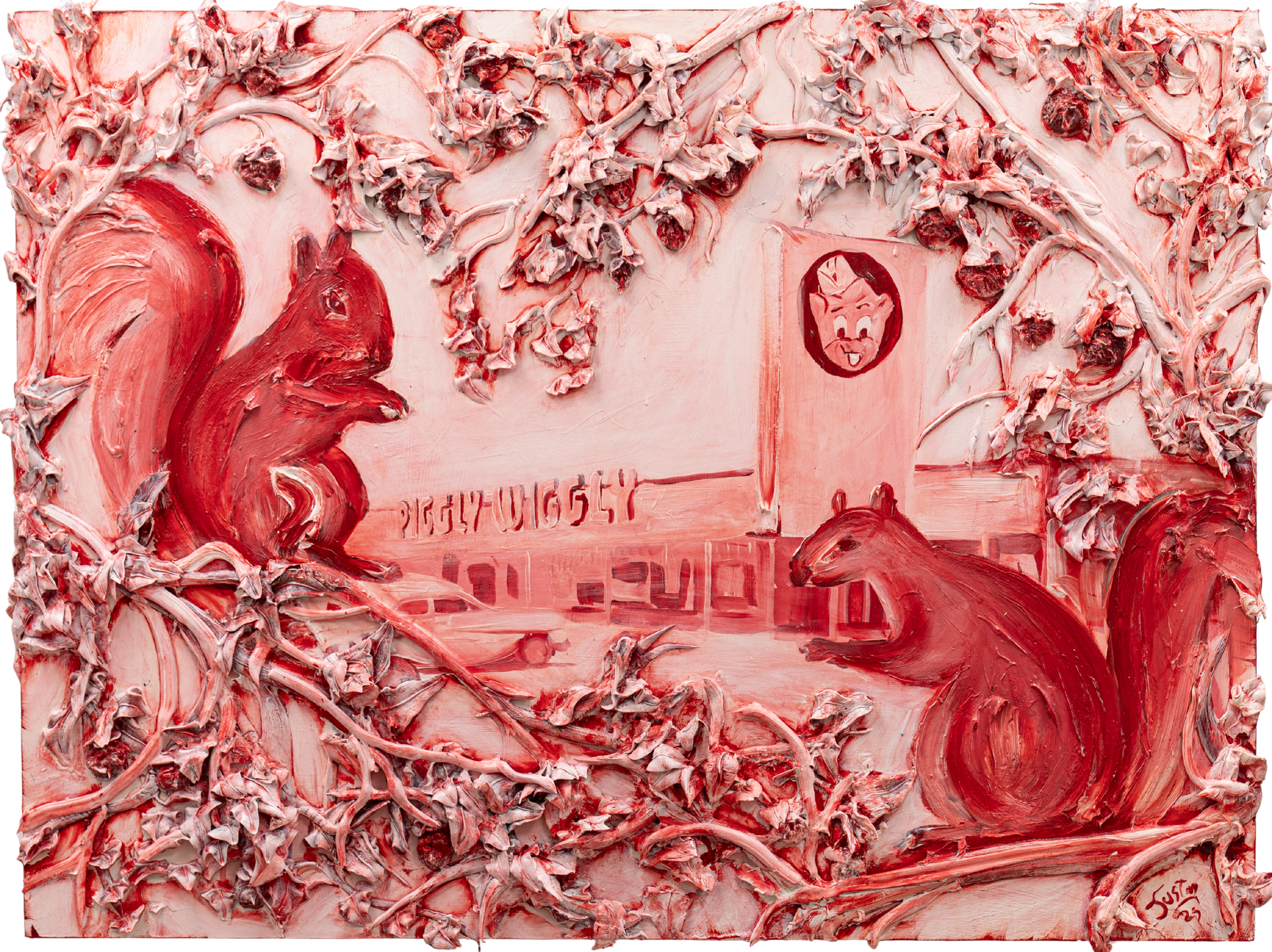 Liminal 15 / PIGGLY WIGGLY SQUIRRELS IN RED / 40x30