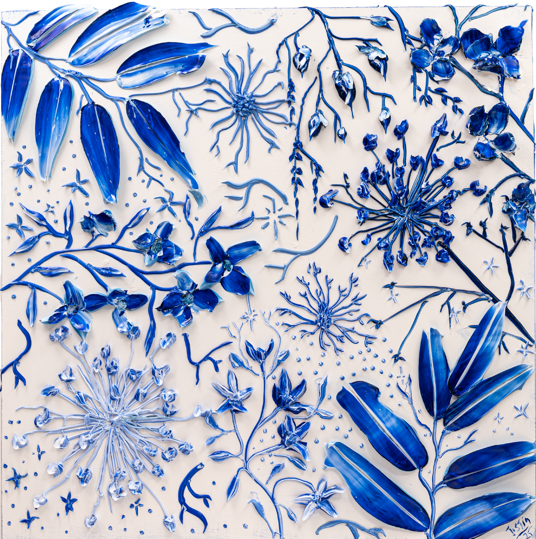 Liminal 18 / TOILE ABSTRACT LEAFY FLORAL / 36x36