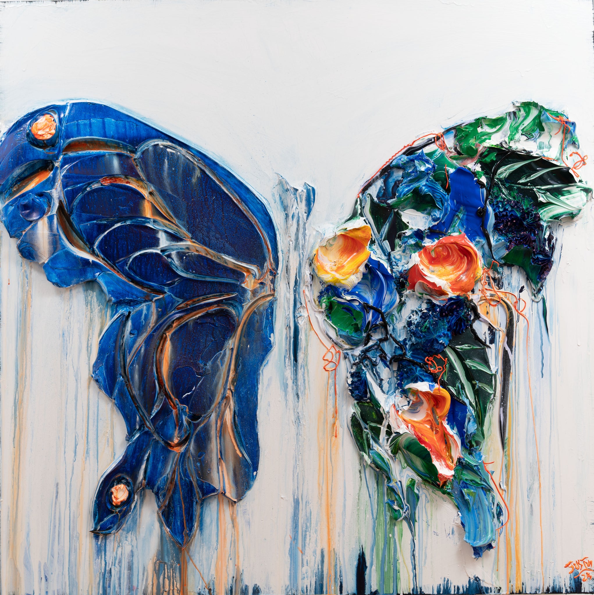Blue Abstract Butterfly, 48x48
