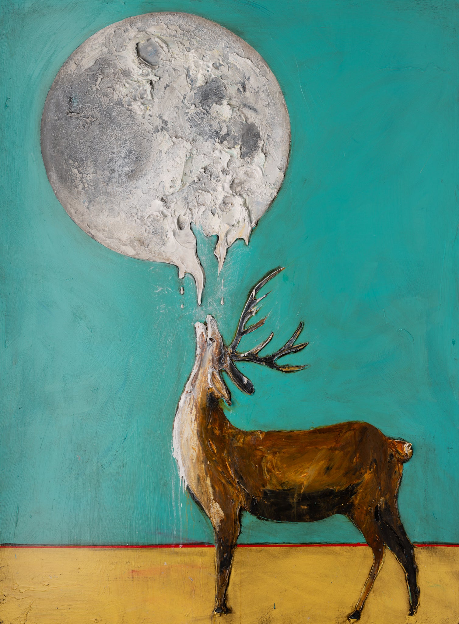 Deer and Moon, 44.5x59.5